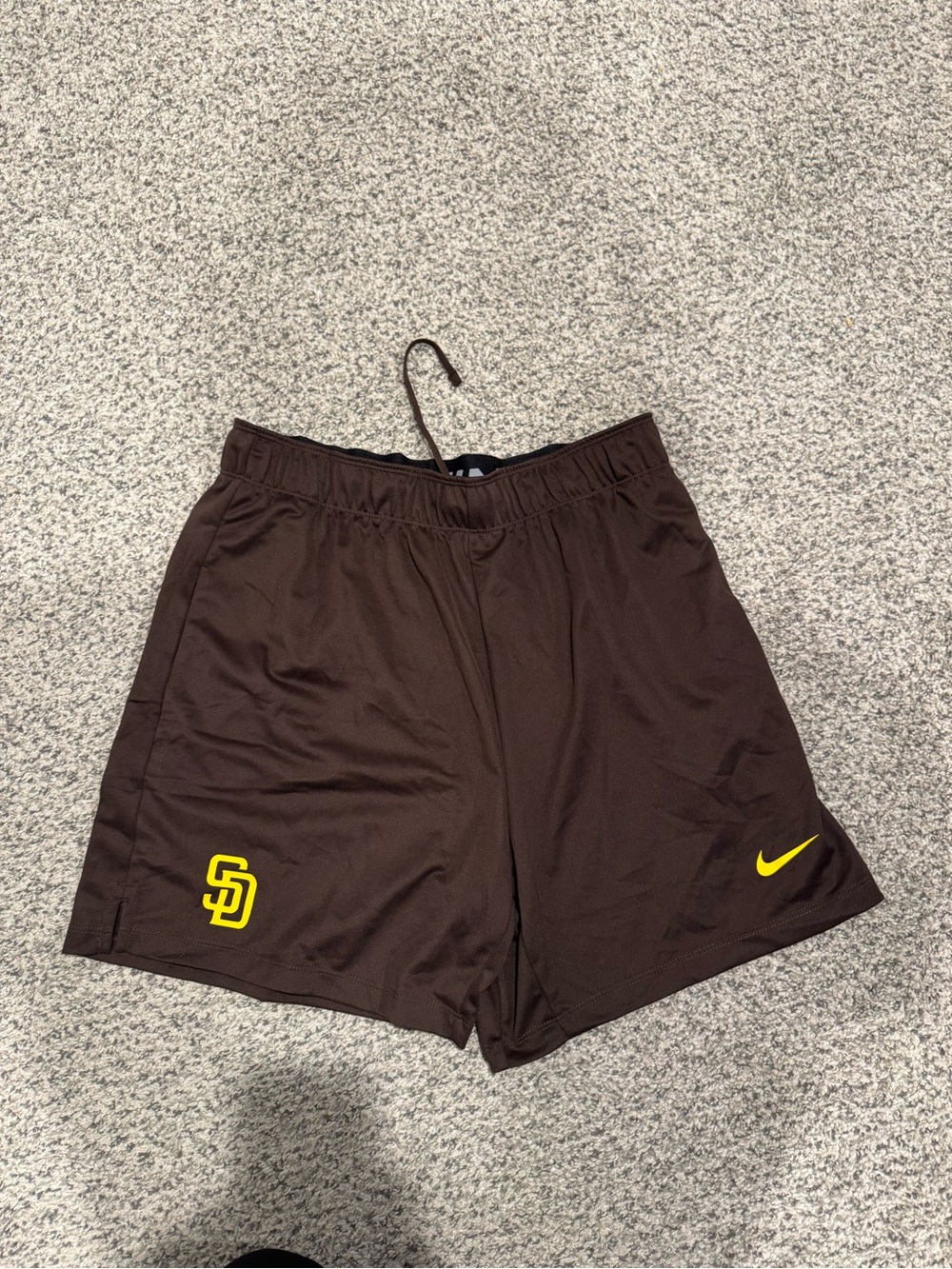 Nike women’s Brown Athletic Shorts with Yellow Accents - San Diego Logo